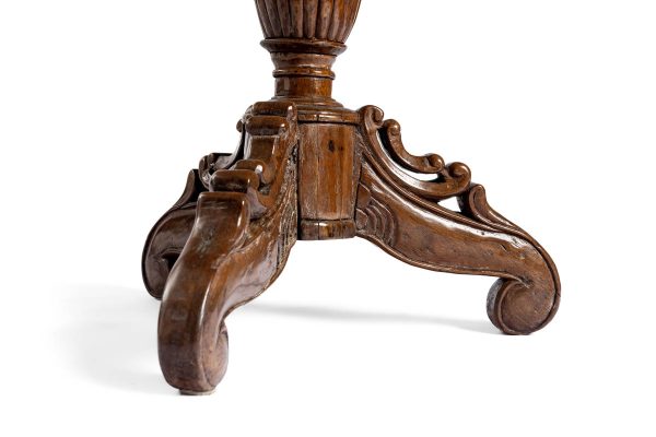 Antique pedestal table with delicately carved pedestal - Image 2