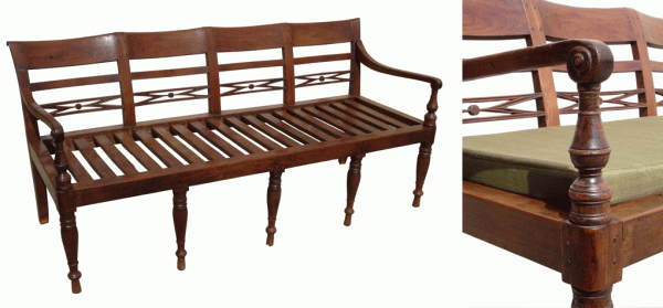 Antique Colonial Benches from Java. Rare matching pair. Early 20th C.