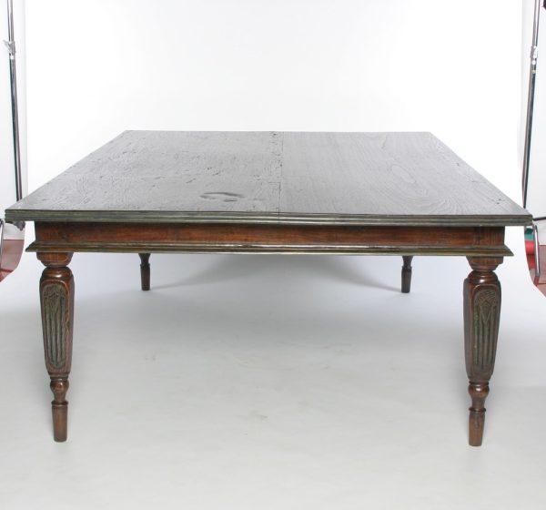 Early 20th C all original teak dining table with painted accents