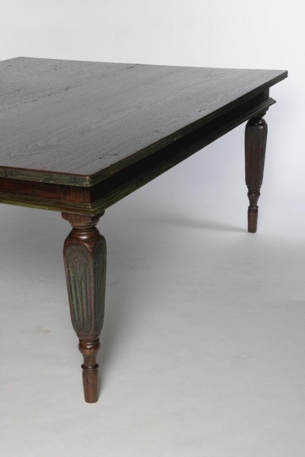 Early 20th C all original teak dining table with painted accents - Image 2